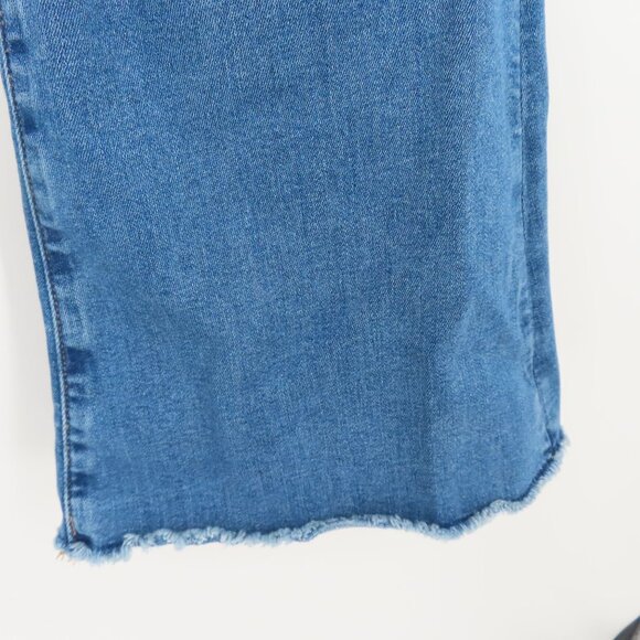 American Eagle Women 6 Extra Short Super High Rise Flare Denim Jeans Distressed - Picture 6 of 15